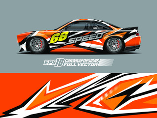 Vehicle graphic livery design vector. Graphic abstract stripe racing background designs for wrap cargo van, race car, pickup truck and adventure. Full vector Eps 10.