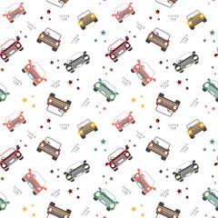 Wallpaper murals Cars Seamless pattern with cars concept in the white backdrop. suitable for kids pattern, wallpaper,print,fabric, wrapping,apparel