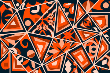 Vector mosaic patchwork design. Colorful background with ethnic oriental ornament