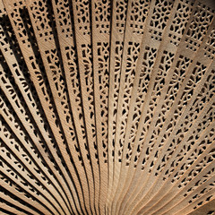 Folding fan. Wooden fan. Women's fan.