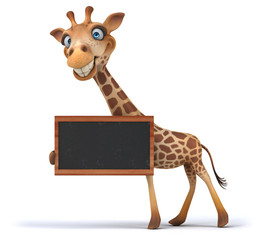 Fun 3D giraffe holding a blackboard © Julien Tromeur
