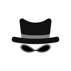 Agent, spy, incognito icon. Hat and glasses. Anonymous and strangers. Vector illustration.