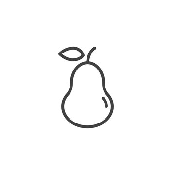 Pear with leaf line icon. linear style sign for mobile concept and web design. Healthy fruit pear outline vector icon. Symbol, logo illustration. Vector graphics