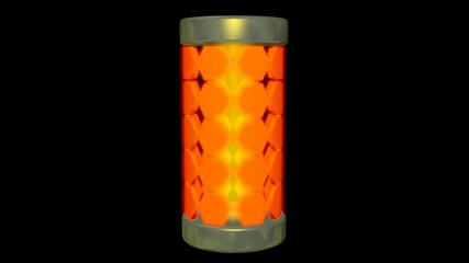 Glowing Graphene battery . Cylindrical hexogonal lattice matrix. 3d rendering illustration