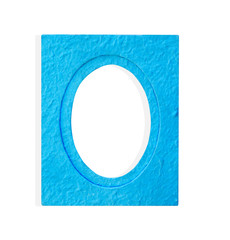 Blue sa paper or mulberry paper  picture frame isolated on white background and clipping path