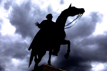 Ataturk statue silhouette in Ankara