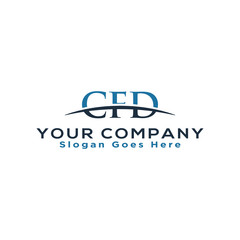 Initial letter CFD, overlapping movement swoosh horizon logo company design inspiration in blue and gray color vector