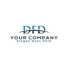 Fototapeta premium Initial letter DFD, overlapping movement swoosh horizon logo company design inspiration in blue and gray color vector