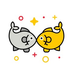 Golden and silver fish vector, Chinese New year filled icon