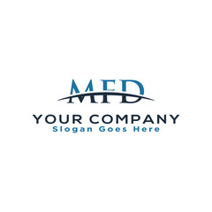 Initial letter MFD, overlapping movement swoosh horizon logo company design inspiration in blue and gray color vector