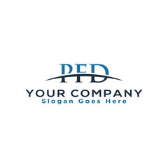 Initial letter PFD, overlapping movement swoosh horizon logo company design inspiration in blue and gray color vector