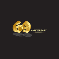 69 Year Anniversary Vector Template Design Illustration