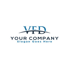 Initial letter VFD, overlapping movement swoosh horizon logo company design inspiration in blue and gray color vector