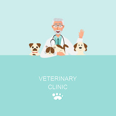 Veterinarian and doctor with dog in vet clinic