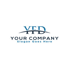 Initial letter YFD, overlapping movement swoosh horizon logo company design inspiration in blue and gray color vector