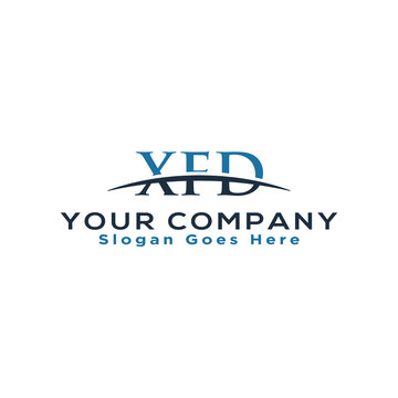 Initial letter XFD, overlapping movement swoosh horizon logo company design inspiration in blue and gray color vector