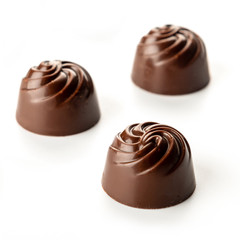 chocolate pranines isolated on white background