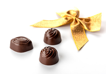 chocolate pranines isolated on white background