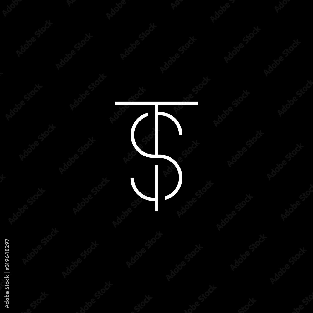 Poster ST or TS monogram logo vector template