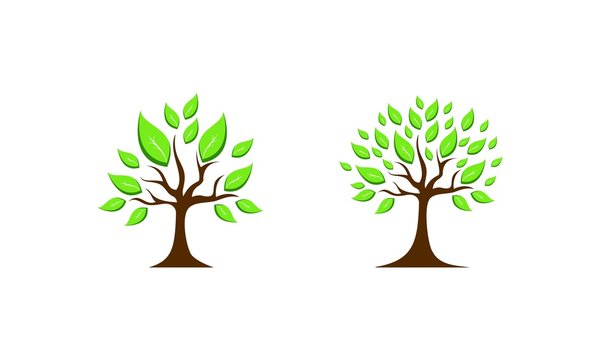 Tree simple illustration set template vector logo