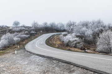 Winding road, descent from the mountain