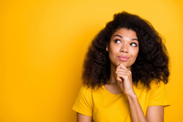 Close-up portrait of her she nice attractive lovely curious brainy creative cheerful cheery...
