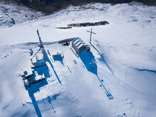 drone view of the summit of Mzaar Ski slopes - Lebanon