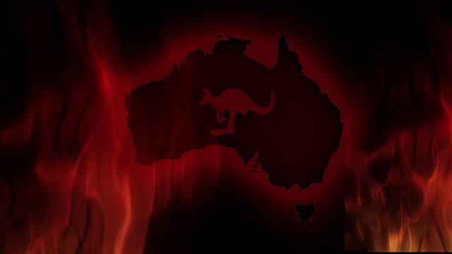 Fires in Australia. Video in motion vector illustration.