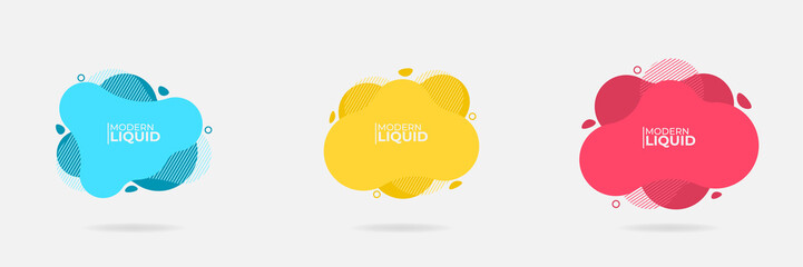 Set of Modern Abstract Liquid shape element vector banner. Flat design geometric blue, yellow, red template. can be used for web and print design. EPS 10