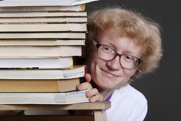 student with books