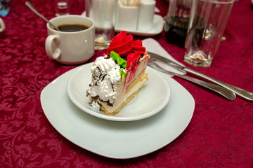 a piece of a festive cake