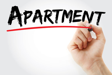 Apartment text with marker, concept background