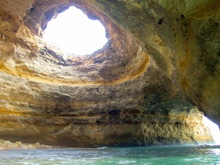 beautiful benagil cave on the algarve coast of portugal