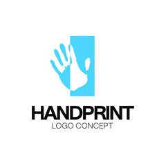 Hand logo palm print health care gesture greeting healthy education fingers unity young