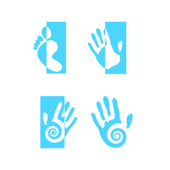 Hand logo palm set collection foot - print health care gesture greeting healthy education fingers