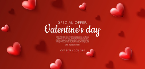 Valentines day sale background with Heart shape. Can be used for Wallpaper, flyers, invitation, posters, brochure, banners.