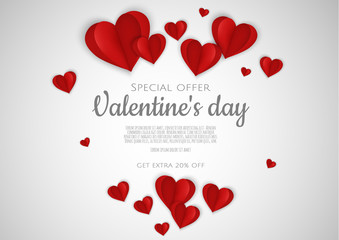Valentines day background with Heart. Paper cut style.Can be used for Wallpaper, flyers, invitation, posters, brochure, banners.