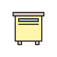 Professional bee hive, beehive flat color line icon.