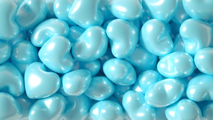 Beautiful golden background with hearts, Happy Valentine's Day! 3d illustration, 3d rendering.