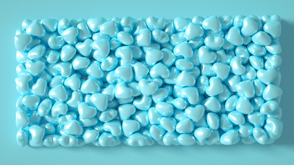 Beautiful golden background with hearts, Happy Valentine's Day! 3d illustration, 3d rendering.