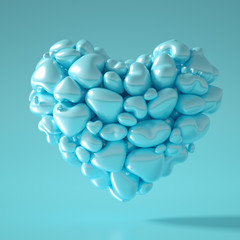 Beautiful golden background with hearts, Happy Valentine's Day! 3d illustration, 3d rendering.