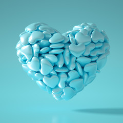 Beautiful golden background with hearts, Happy Valentine's Day! 3d illustration, 3d rendering.