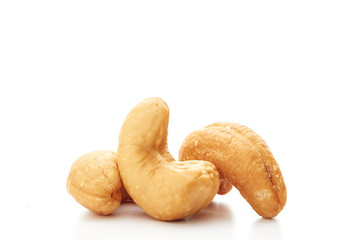 Roasted cashew nut isolated on white