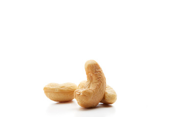 Roasted cashew nut isolated on white