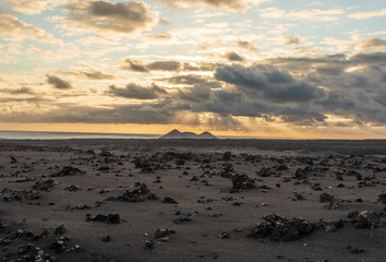 Volcanic landscape of Timanfaya National Park on island Lanzarote