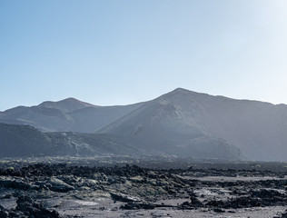 Volcanic landscape of Timanfaya National Park on island Lanzarote