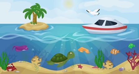 Fototapeta na wymiar An island in the ocean vector illustration