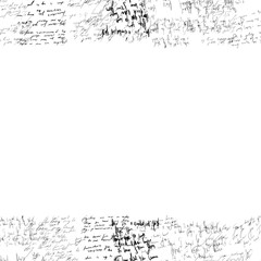 Abstract frame. Handwritten font on a white background. Ink on paper