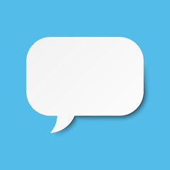 Paper art with white bank cloud on blue sky background.  Graphic resources about speech bubble