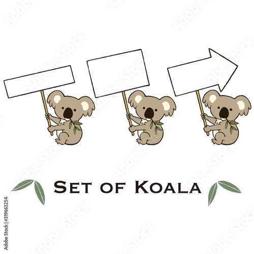 プラカードを持つコアラのイラストセット カラー 線あり Animal Poster Anim Tabata Art Studio プラカードを持つコアラのイラストセット カラー 線あり Animal Poster Anim Tabata Art Studio